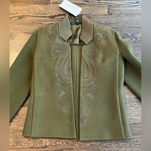 Designer Olive Green Embroidered Women's Jacket